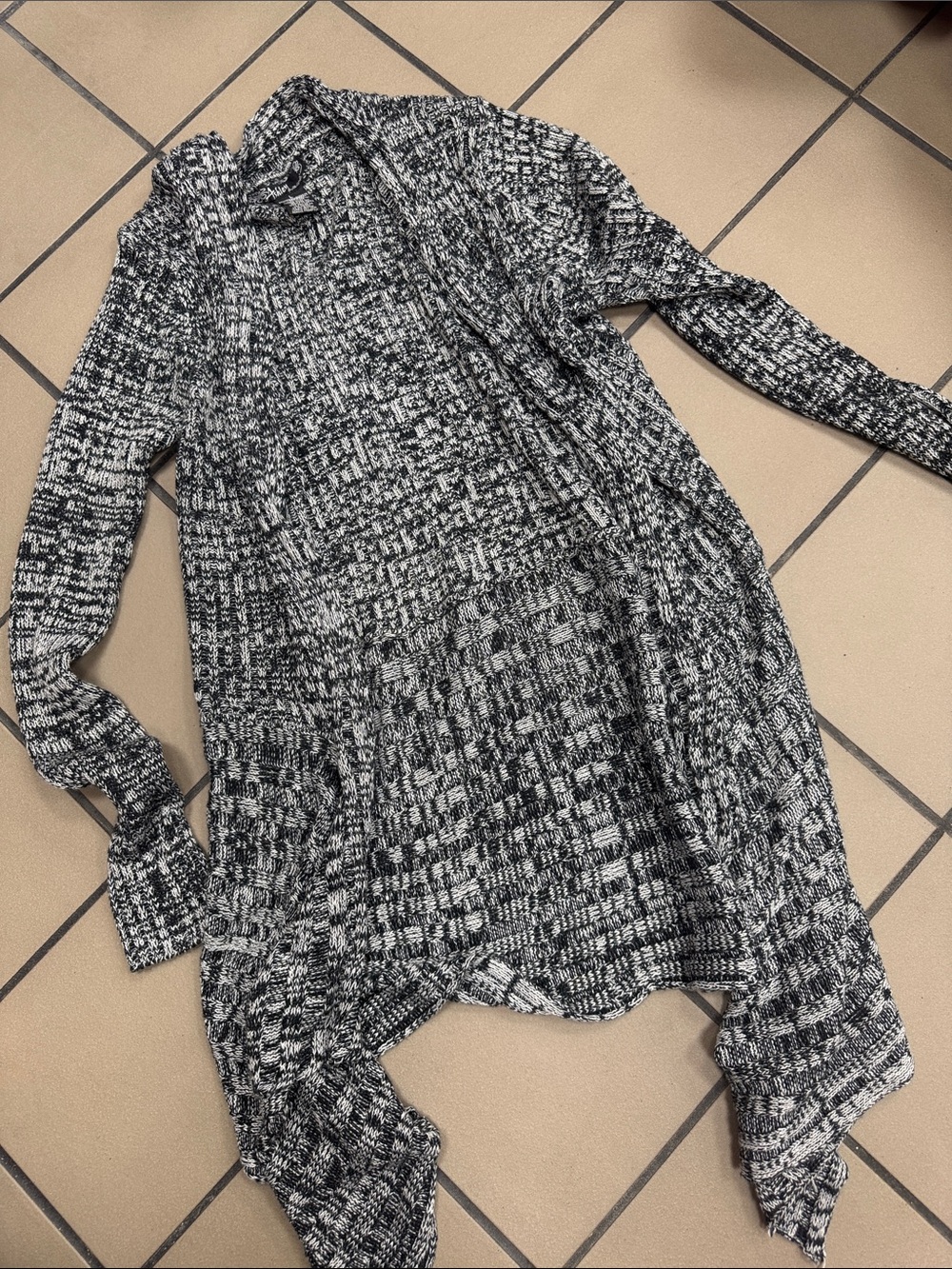 Ashley By 26 International Black & White Asymmetrical Knit cardigan